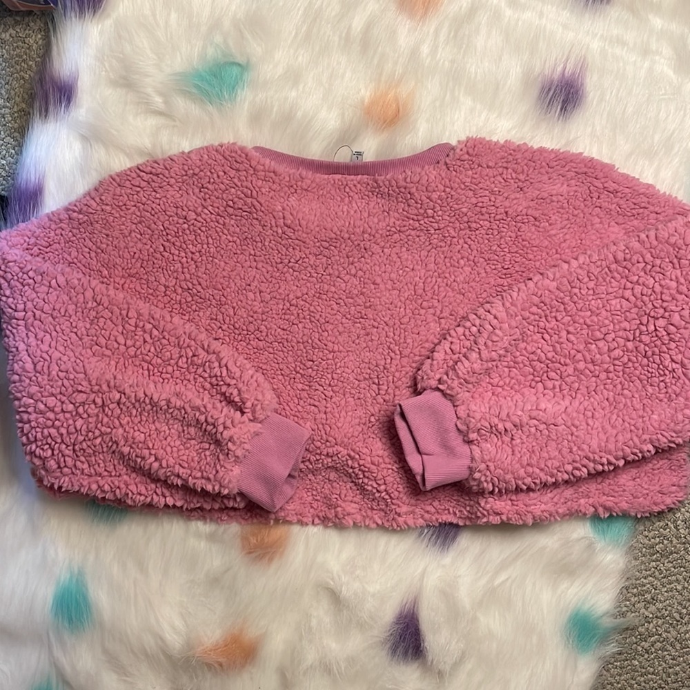 Nwt Fashion Nova Cozy Thoughts Sherpa Long Sleeve Cropped Pullover - Picture 2 of 7